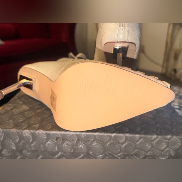 Azalea Wang “Sniper” Croc-Embossed Lace-Up Stiletto Boot in Beige - Picture 6 of 11